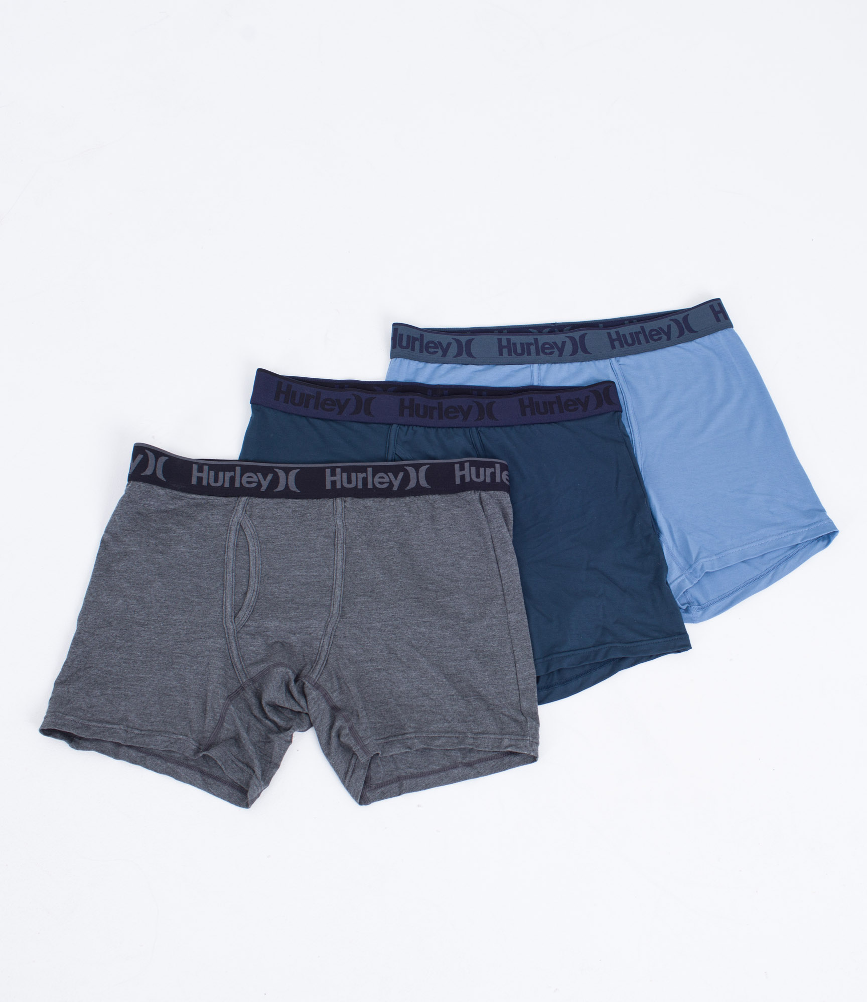 Hurley 2 Pack Of Grey & Blue Boxer Brief Shorts Men's Size Large NEW -  beyond exchange